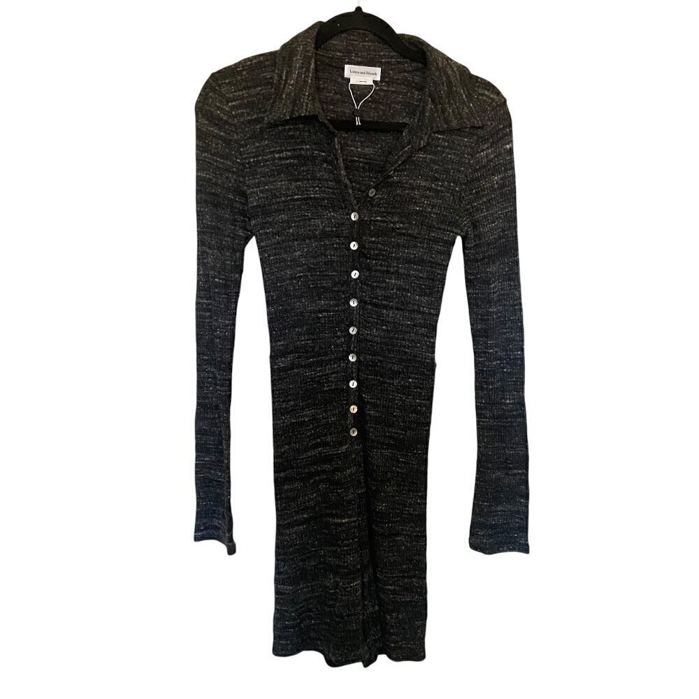 Lovers + Friends Pheonix Ribbed Long Sleeve Midi Dress Size Small